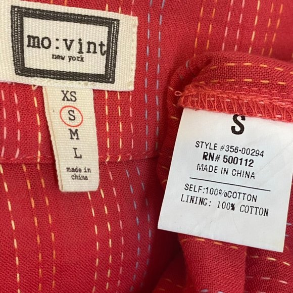 Anthropologie Mo:Vint Dani Shirt Front-Tie Button Up Blouse Small - Picture 7 of 12